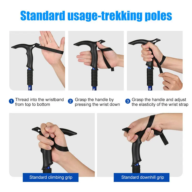 

2Pcs Nordic Anti Shock Walking Mountaineering Poles Adjustable Telescopic Ultralight Trekking Pole Running Rubber Walking Stick