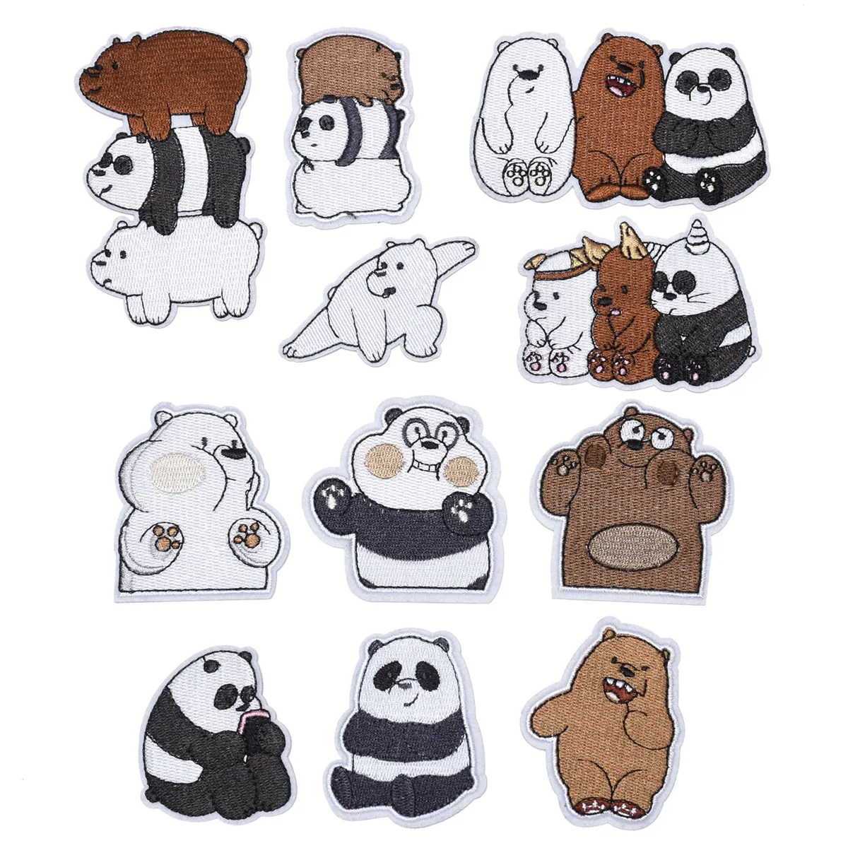 Милые нашивки с рисунком панды и кота вышивка утюгом на полосатая одежда
