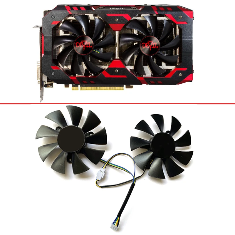 

2pcs DIY 85MM 4PIN 42MM PLA09215B12H DEVIL RX 580 GPU Fan For DATALAND Radeon Devil RX 580 590 8G Graphics Card Cooling Fans