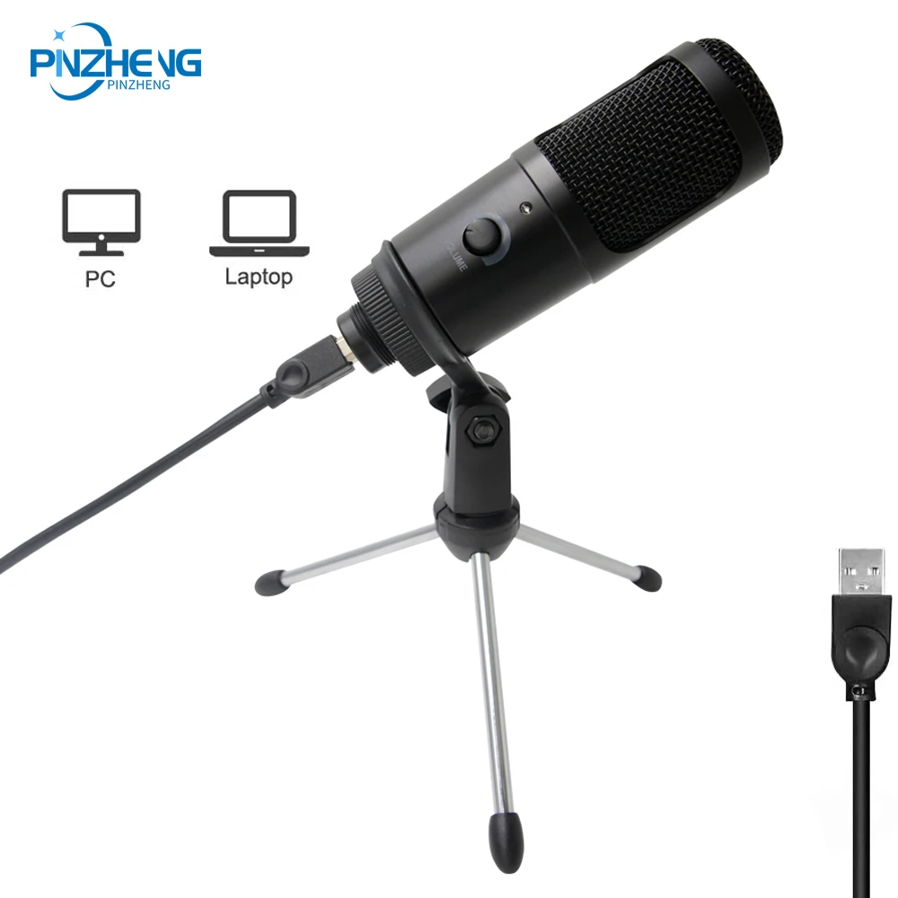 

Металлический конденсаторный USB-микрофон PINZHENG для ноутбука и ПК