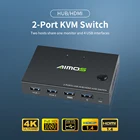 AIMOS AM-KVM201CC 2-портовый HDMI KVM-переключатель с поддержкой порта 4K * 2K @ 30Hz HDMI KVM-переключатель клавиатура мышь USB KVM-переключатель