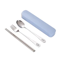 portable dinner set with box stainless steel chopstick spoon fork travel cutlery kids for school outdoor picnic chinese stylish