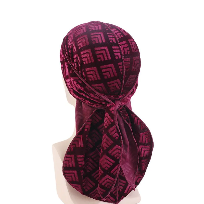 

Hot Sales Unisex Men Women Velvet Breathable Bandana Hat Turban Doo Durag Cap
