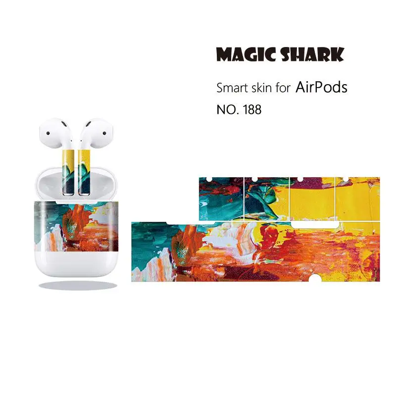 Высококачественная красочная наклейка Magic Shark чехол пленка из ПВХ для Airpods 186