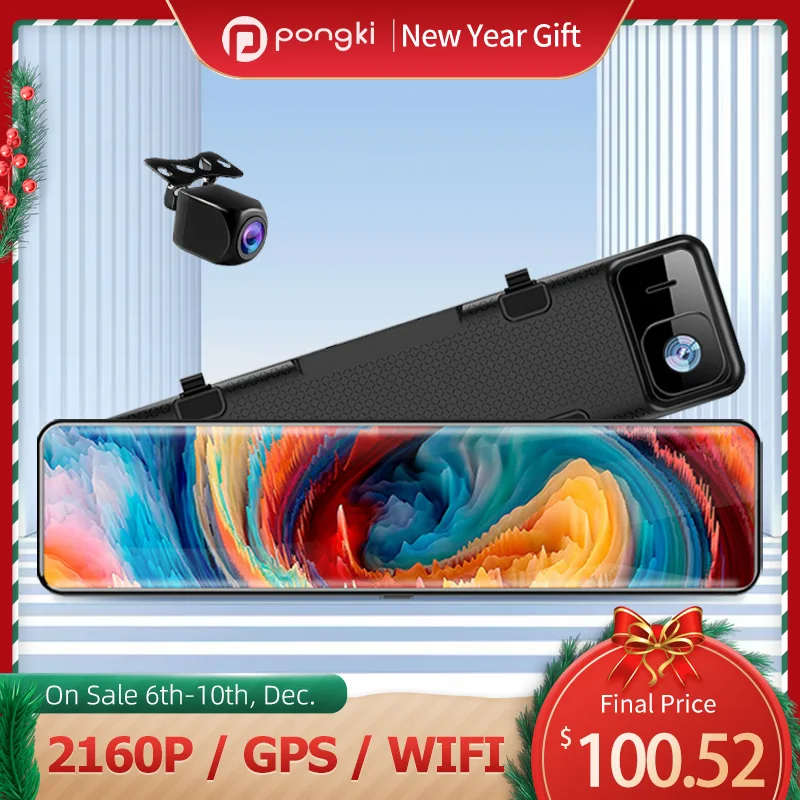 Зеркало-видеорегистратор PONGKI H8 UHD 4k с двумя камерами 12 дюймов Gps Wi-Fi | Автомобили и