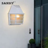 SANDIY Creative Wall Lamps Outdoor Porch Light Cottage Shape Waterproof Modern Sconce Novelty Outside Lightings Fixture White