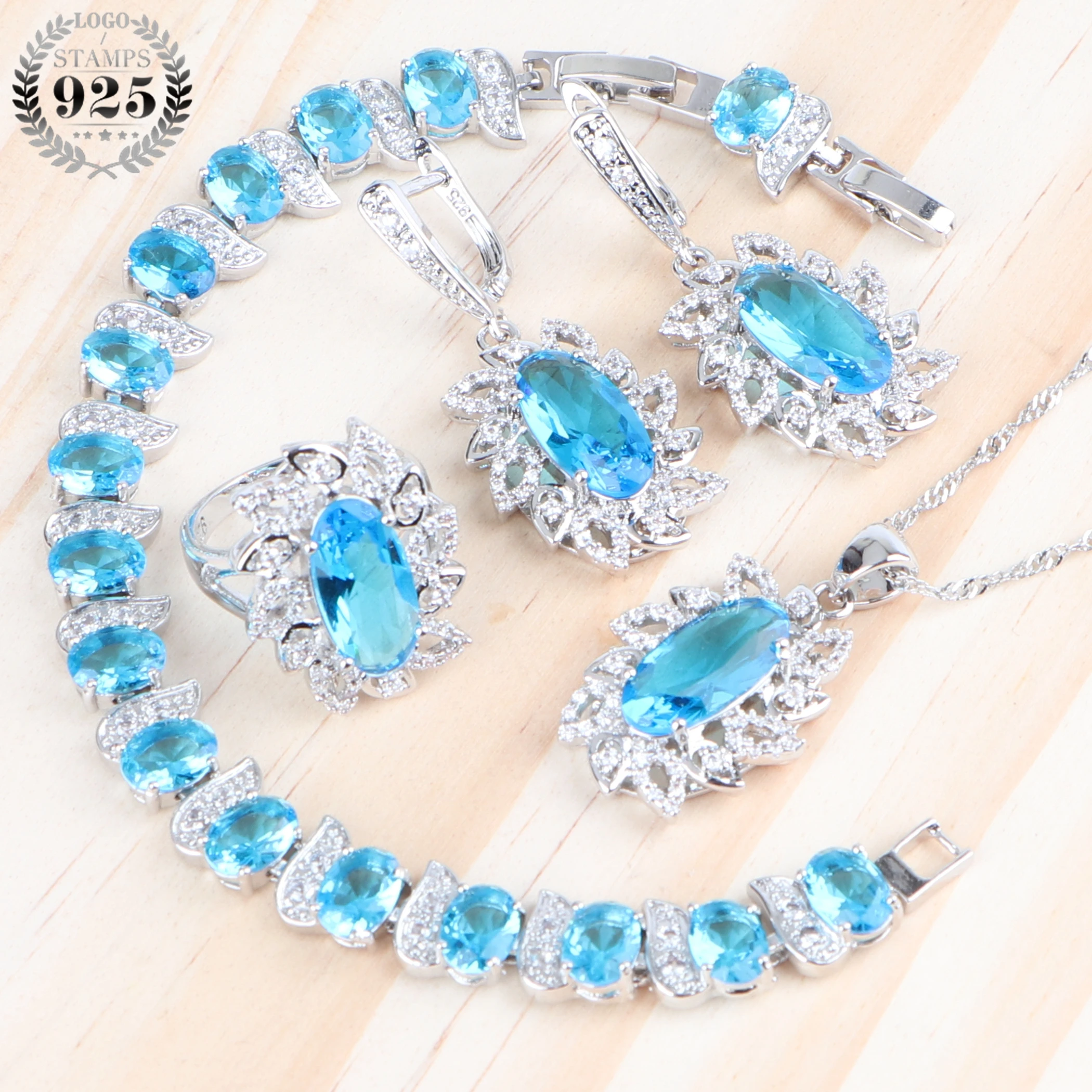 Набор свадебных ювелирных изделий из серебра 925 пробы с кубическим цирконием