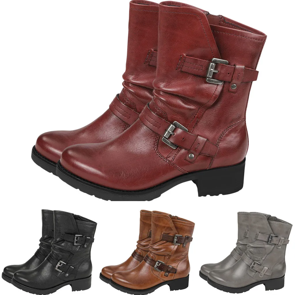 2020 г. Новая осенне зимняя женская кожаная повседневная обувь ковбойские