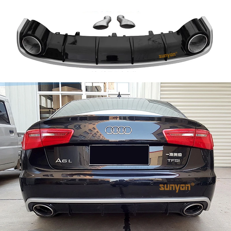 A6 диффузор губа на задний бампер с выхлопной трубой глушителя для Audi стандартный