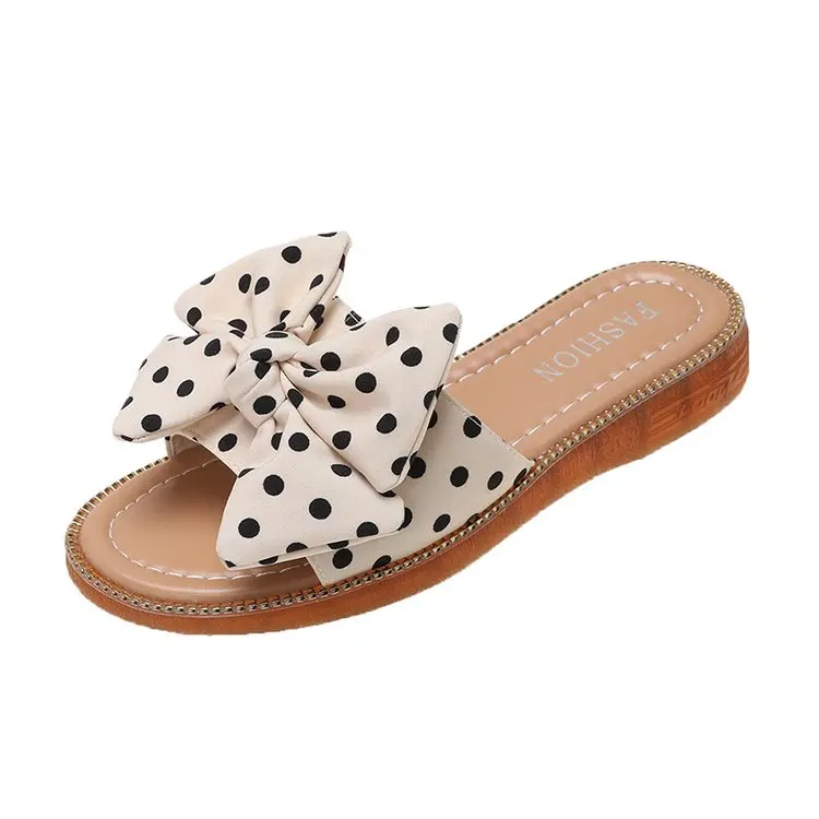 

Shoes Woman's Slippers Med Luxury Slides Butterfly-Knot On A Wedge Shale Female Beach 2021 Flat Designer Sabot Butterfly-knot Fa