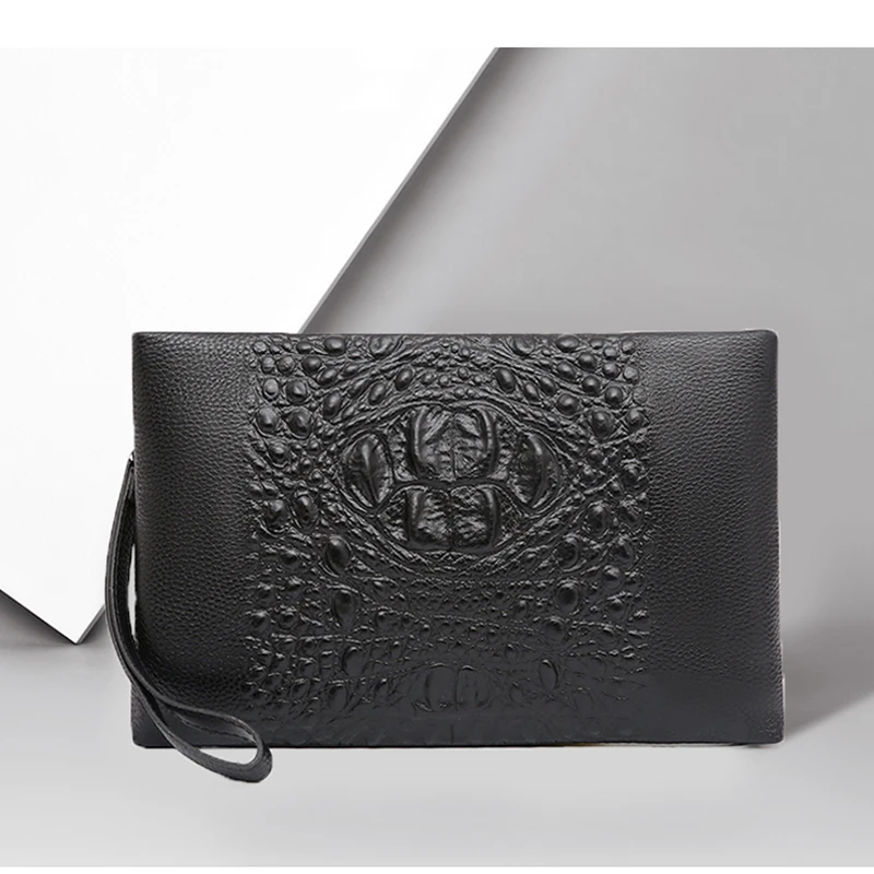 

Leather Handbag Men's Wallet Belt Fashion Designer Soft Large Capacity Luxury Envelope Wallet Black