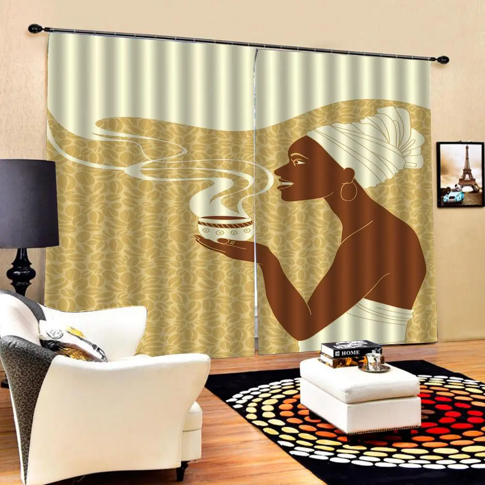 

High quality custom 3d curtain fabric Minimalistic colored abstract portrait Photo 3D Curtains for Living Room Window