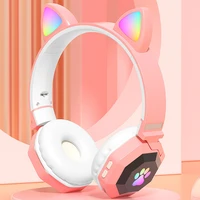Bluetooth-Compatible Headset LED Cartoon Cat Ear Cordless Headphone V5 0 True Wireless Earphones Support 3 5mm Jack Aux Card