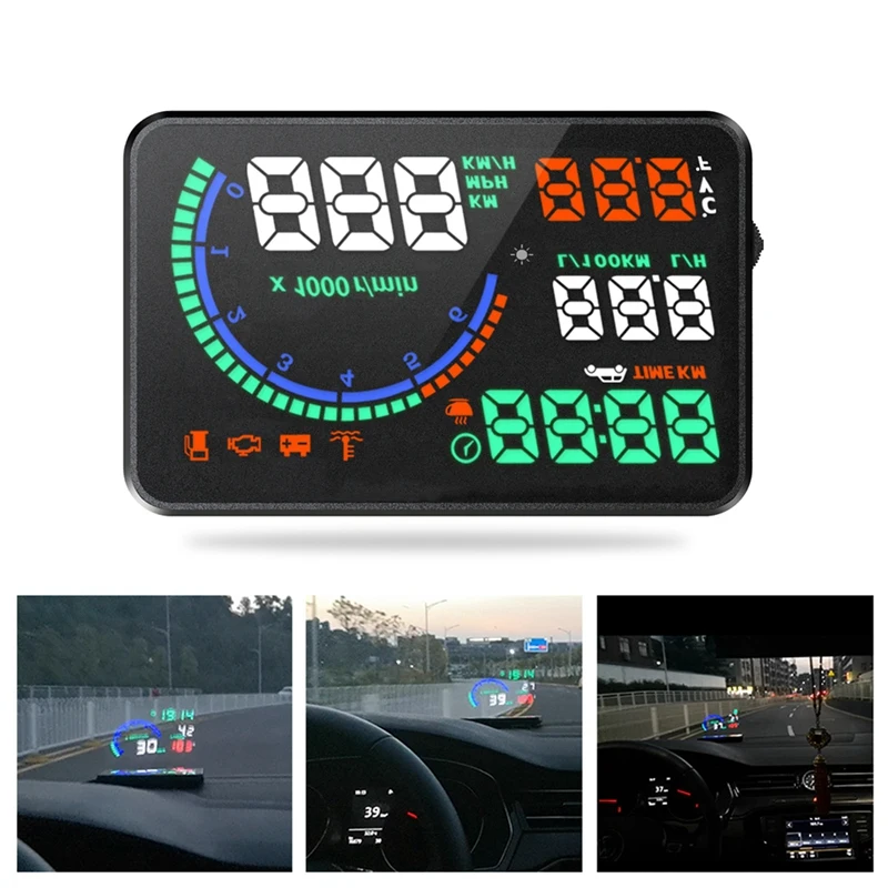 

HUD I9 Head Up Display Auto HUD OBD2 Car Speed Projector KMH MPH Speeeter Car Detector Oil Consumption Alarm