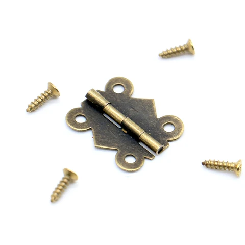 10pcs kak 20mm x17mm bronze ouro prateado mini portas de borboleta dobradiças de gaveta de gaveta de jóias de jóias para móveis hardware
