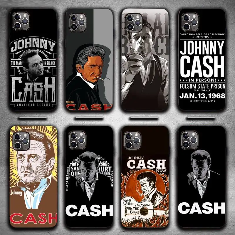 

johnny cash Phone Case for iPhone 7 8 11 12 Pro X XS XR Samsung A S 10 20 30 51 Plus pro Max mobile bags
