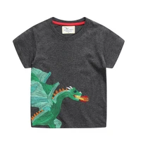 summer boys grey applique dinosaur t shirts baby boys animal children clothing cotton short sleeve boys tees tops