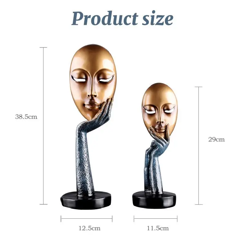 

12.5*38.5cm New Creative Character Mask Sculpture Statue Resin Crafts Living Room Study Home Decoration Decoration Crafts
