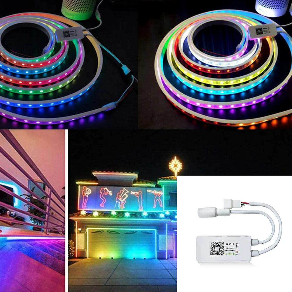 

SP501E RGB Controller Smart APP Control WS2812B Phone WIFI LED Strip Adjustable 160,000 colors Multiple Dynamic Static Dc5-24v