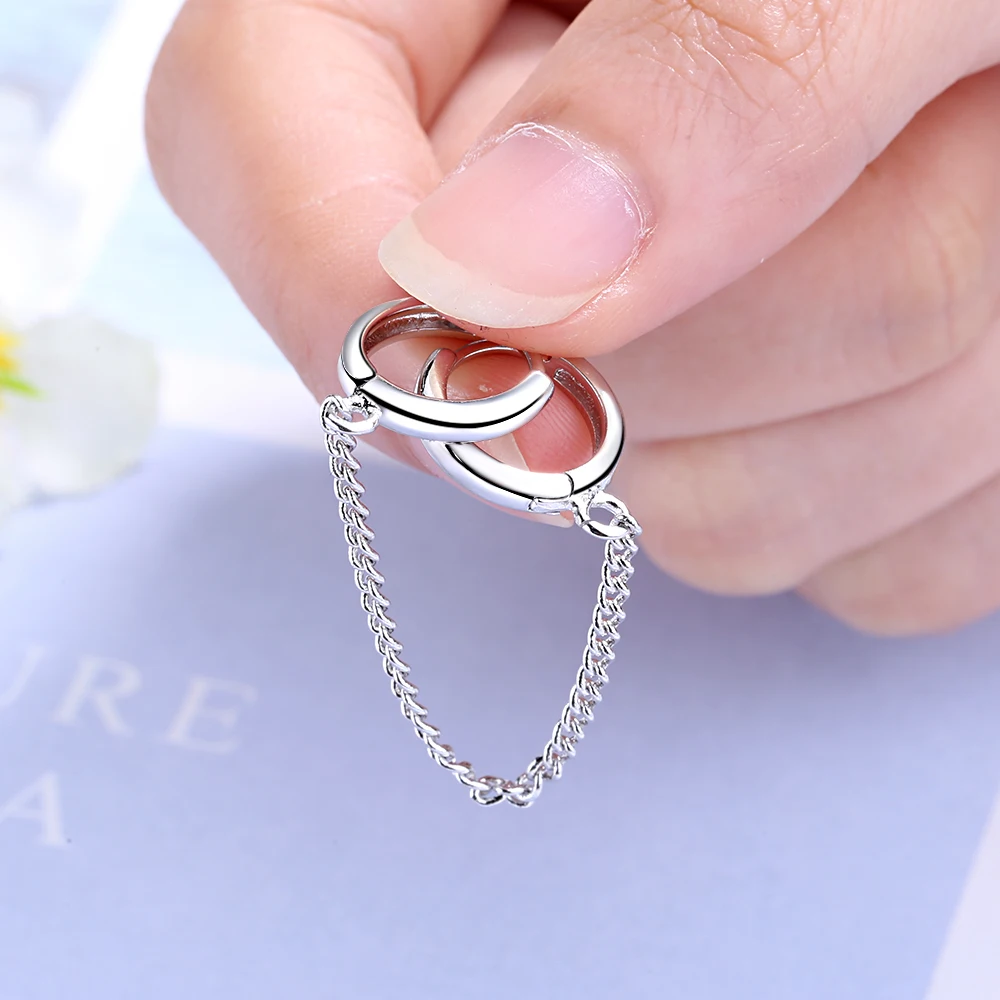 JOSmall-Boucles d'Oreilles Double en Argent Sterling 925, Cercle Rond, Deux Trous d'Oreille, Piercing Helix, SEsacrifice