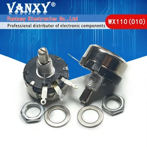 2шт WX110 (010) 6 мм круглый металлический вал с одним поворотом проволочный резистор потенциометр на рану 1k 2,2 k 3,3 k 4,7 K 5,6 k 6,8 k 10k 22k ohm