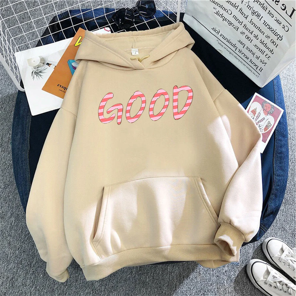 

Harajuku Hoodie GOOD Graphic Print 2020 Winter Clothes Oversized Sweatshirt Keep Warm Fashion Trend Kpop Women Teens Pullover