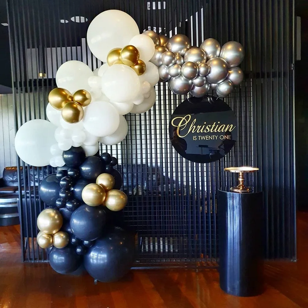 117 шт. темно-синий воздушный шар комплект гирлянды хром Золотой Фон с воздушными