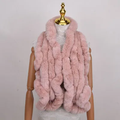 dark pink Осенние женские шарфы из натурального меха кролика Рекс, черные, коричневые, зимние женские меховые аксессуары, кольца, женский шейный платок 110 см - Цвет: dark pink