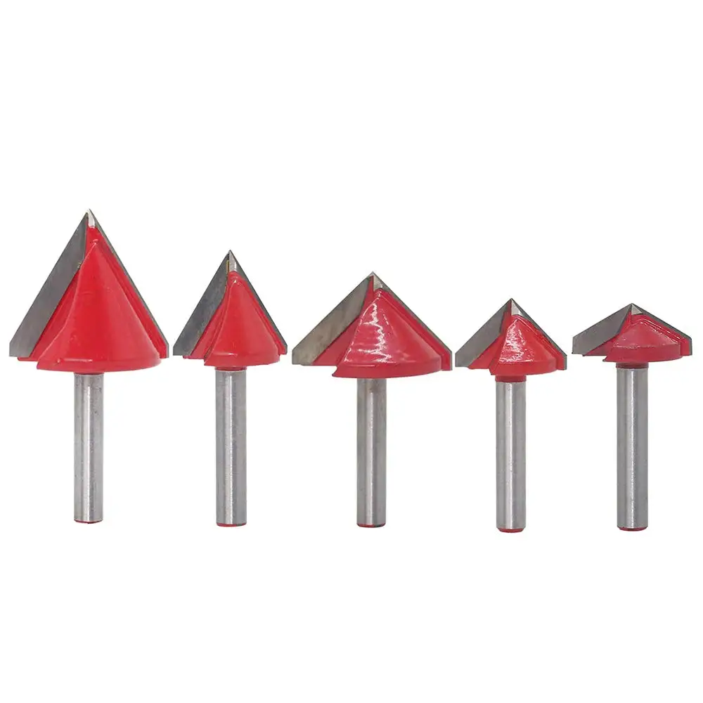 5 шт.(60 °+ 90 °+ 120 град) Shank-6mm Ширина-22/, маленького размера, круглой формы с диаметром 32 мм, Гравировальный, 3D V паз для вырезания гребней и пазов, деревообрабатывающие фрезы наборы инструментов