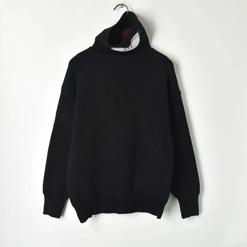 Свитер с воротником под горло милый вязаный свитер вышивкой кролика новинка