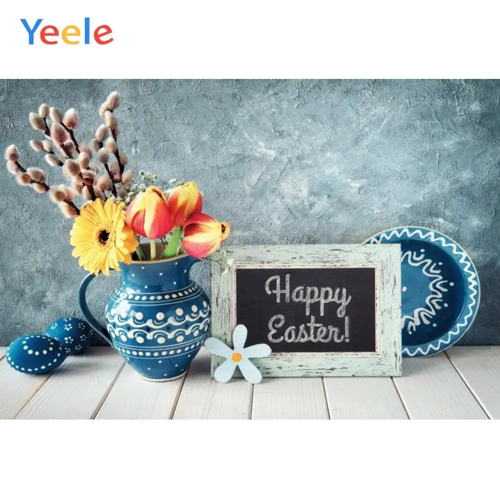 Yeele Фотофон пасхальные цветы цементные стены деревянные доски фотографический