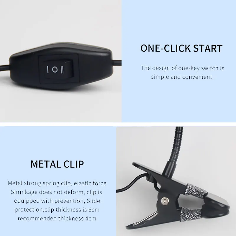 Высококачественная Черная настольная лампа с зажимом осветитель для макияжа