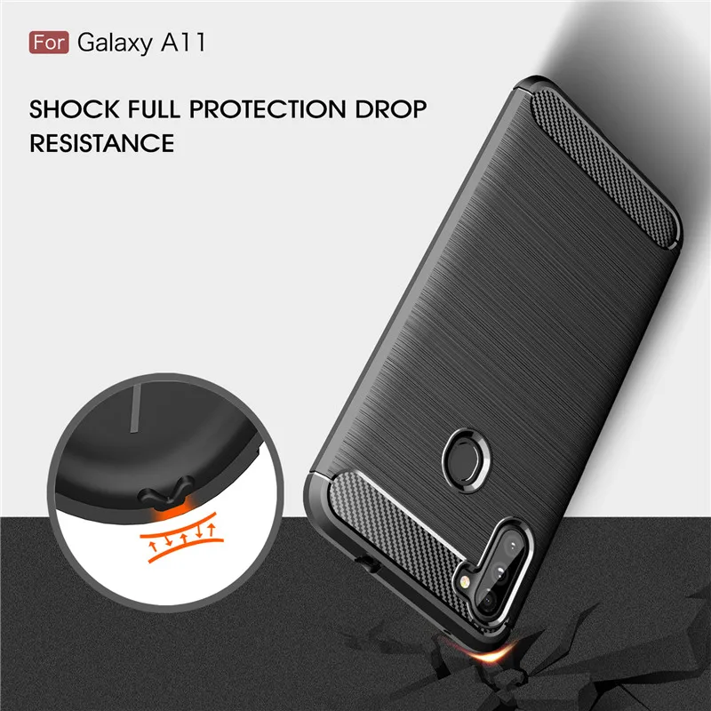 Soft Carbon Fiber Case For Samsung Galaxy M11 A11 Case Protective Housings Phone Bumper For Samsung M11 A11 Cover Funda 6.4''
