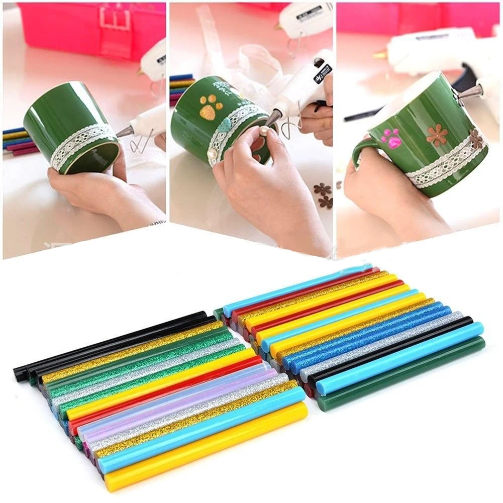 

60pcs Glue Sticks Repair Mix Color Heating High Viscosity DIY Painting Tool Hot Melt Crafts Art Glitter Professional Adhesive