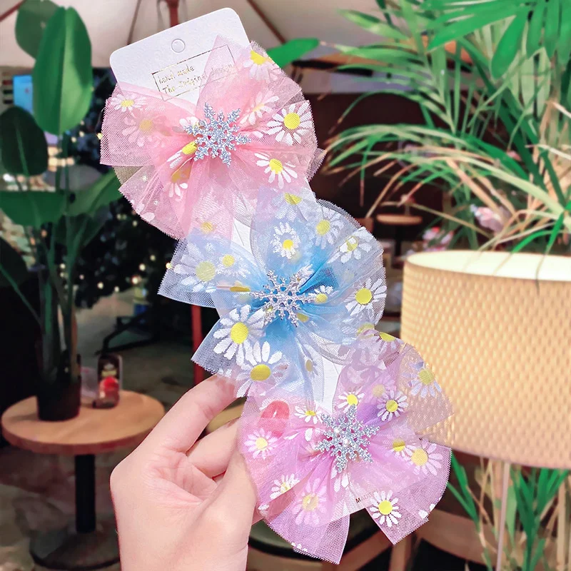 Шпилька для волос из органзы с бантом Детская шпилька сетки головной убор