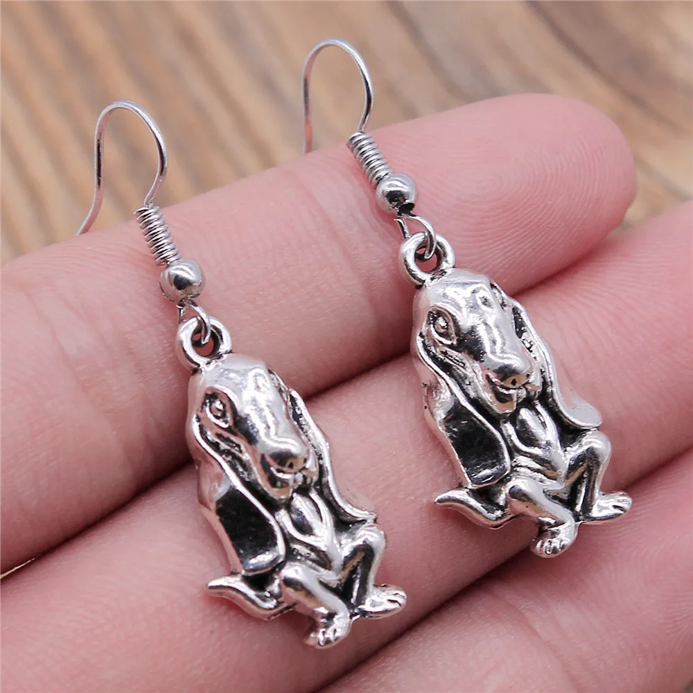 Женские серьги-подвески в виде собаки 25x14 мм 1 пара