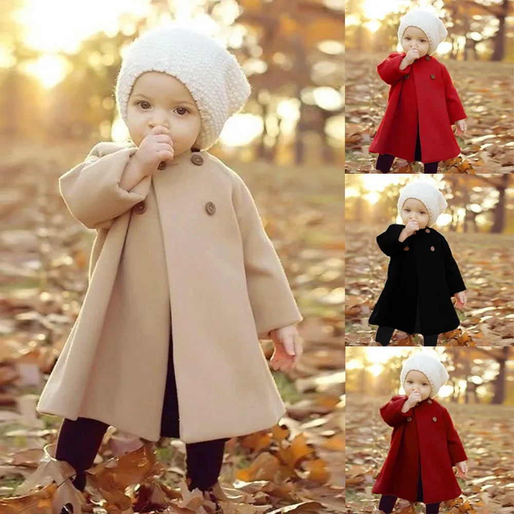 

New Baby Girl Boys Autumn Winter Wool Blends Jacket Coat Clothes Infant Toddler Christmas New Years Costume Clothing Outerwear