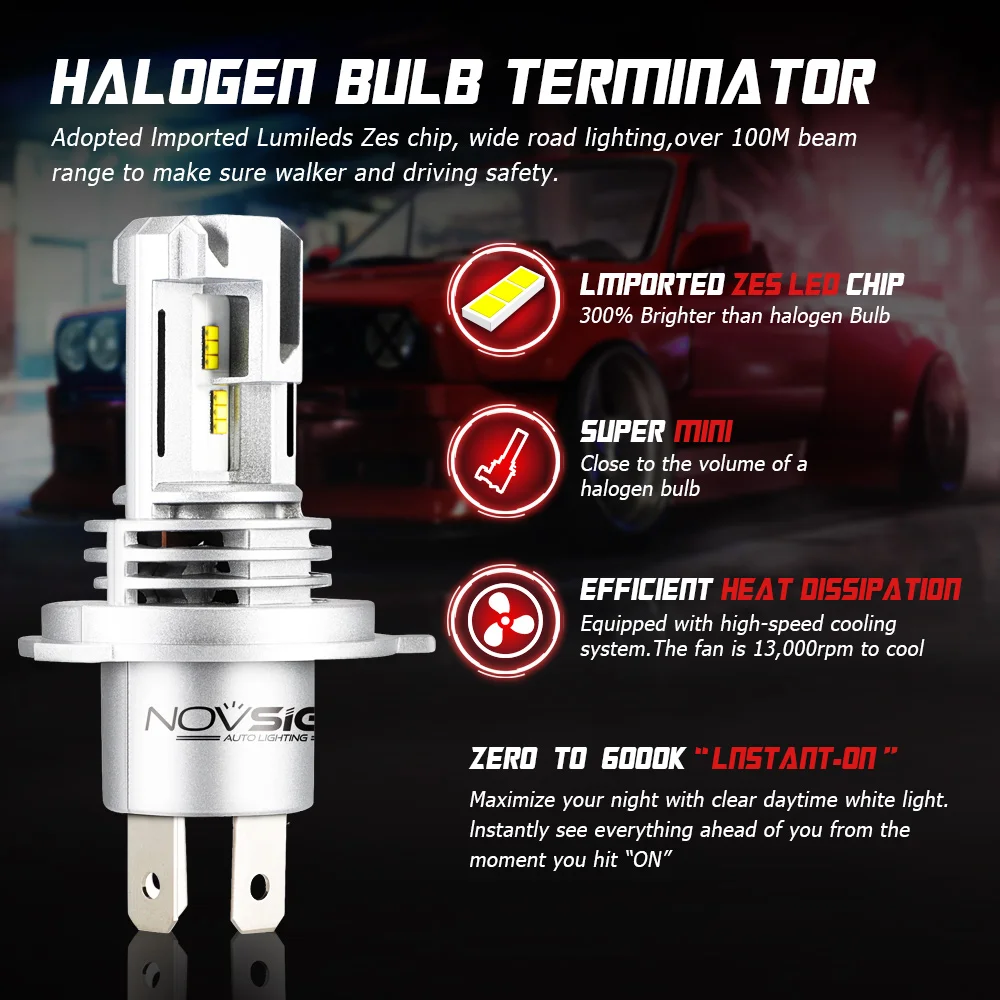 Novsight 2 шт. H4/H5/H7/9005/9006 55 Вт Автомобильный светодиодный Сменные лампы фар комплект ZES
