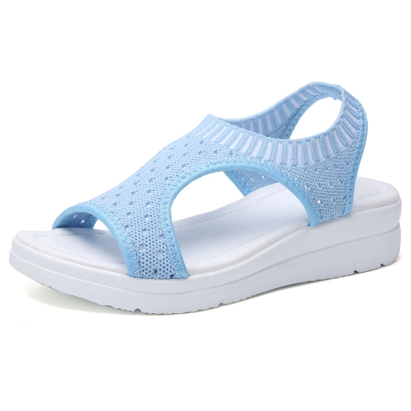 Light Blue Г., новые женские пляжные сандалии дышащие женские летние туфли Женская прогулочная обувь из дышащего материала большой размер 45 - Цвет: Light Blue