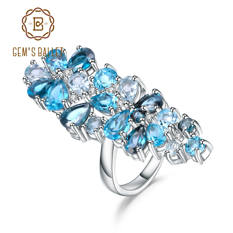 

Кольцо из серебра 925 пробы с натуральным лондонским голубым топазом