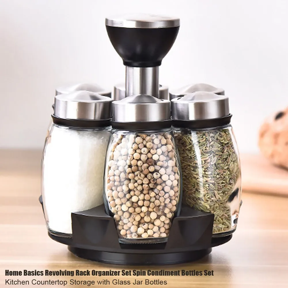 Вращающаяся Полка для специй органайзер инструмент приправ стеклянная