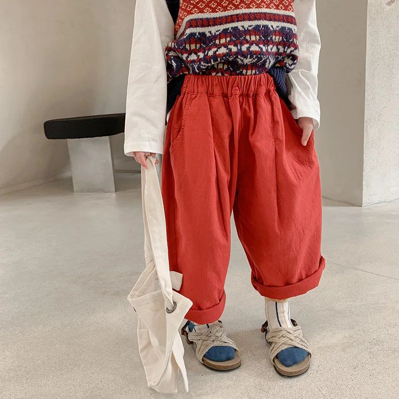 

Шаровары для девочек, модные детские хлопковые облегающие брюки, детские повседневные брюки в Корейском стиле для девочек на весну и осень, ...