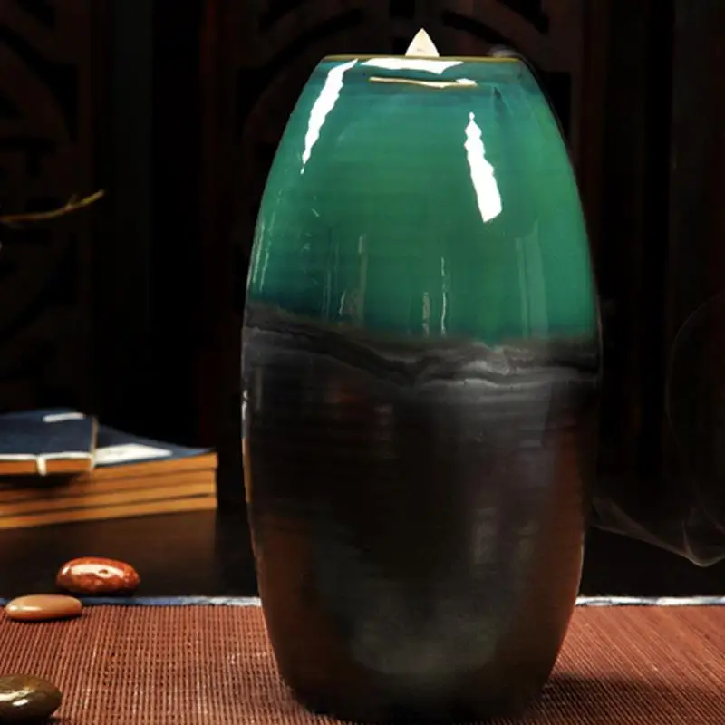 

SOLEDI Backflow Waterfall Durable Incense Censer Holder Sleep Aid Buddhist Antique Retro Censer Burner Desktop