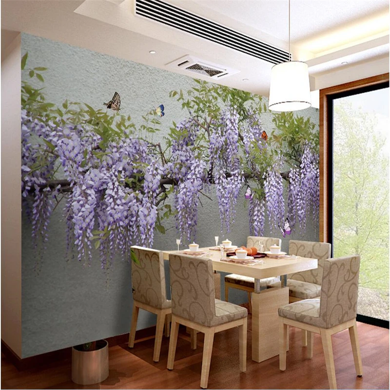 3DBEIBEHANG Customize any size mural wallpaper 3D stereo wisteria butterfly TV sofa background wall murals papel de parede 3d