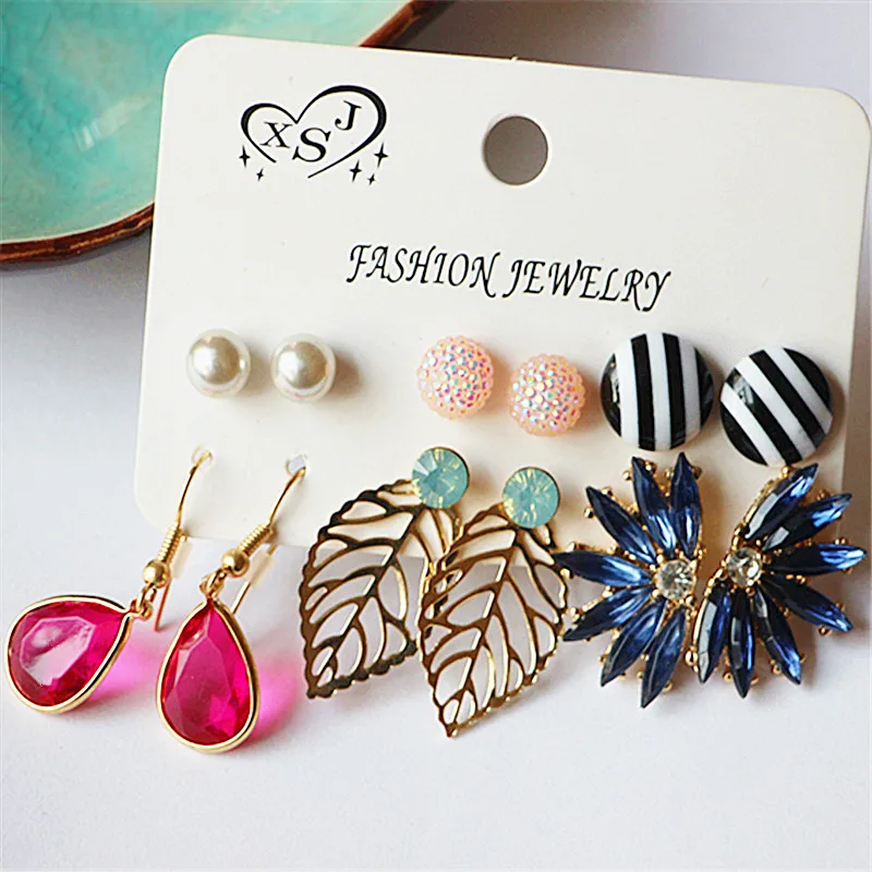 Новинка модных женских украшений для вечеринок: круглые серьги с жемчугом, розового/белого/синего цвета, в наборе из 6 пар, красивые подарки с бесплатной доставкой.