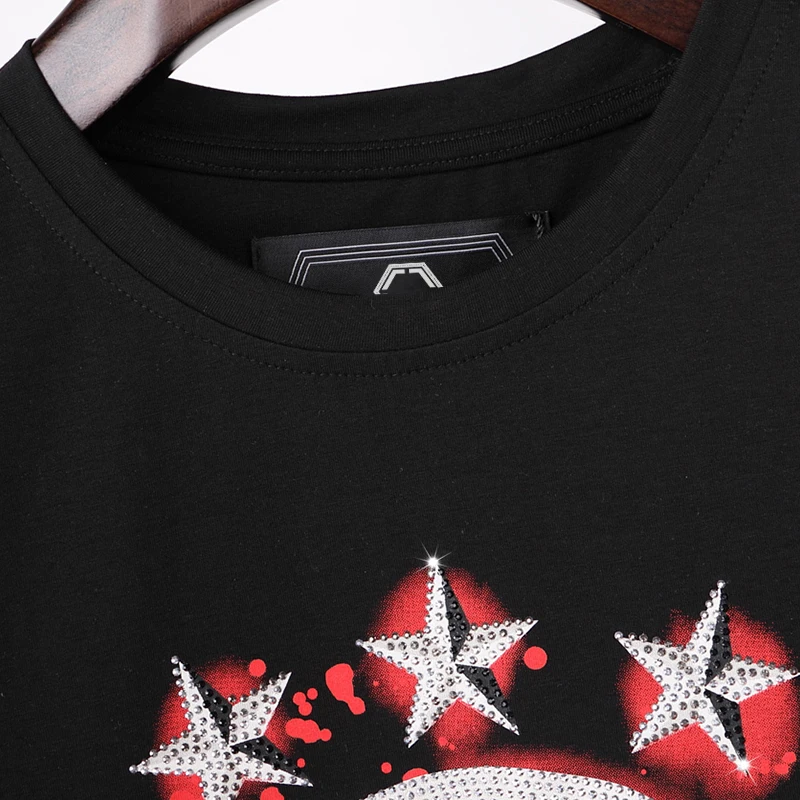 

starbags PP original skull high quality men's T-shirt, short sleeve round neck, rose hot Colored diamondPure cotton cloth