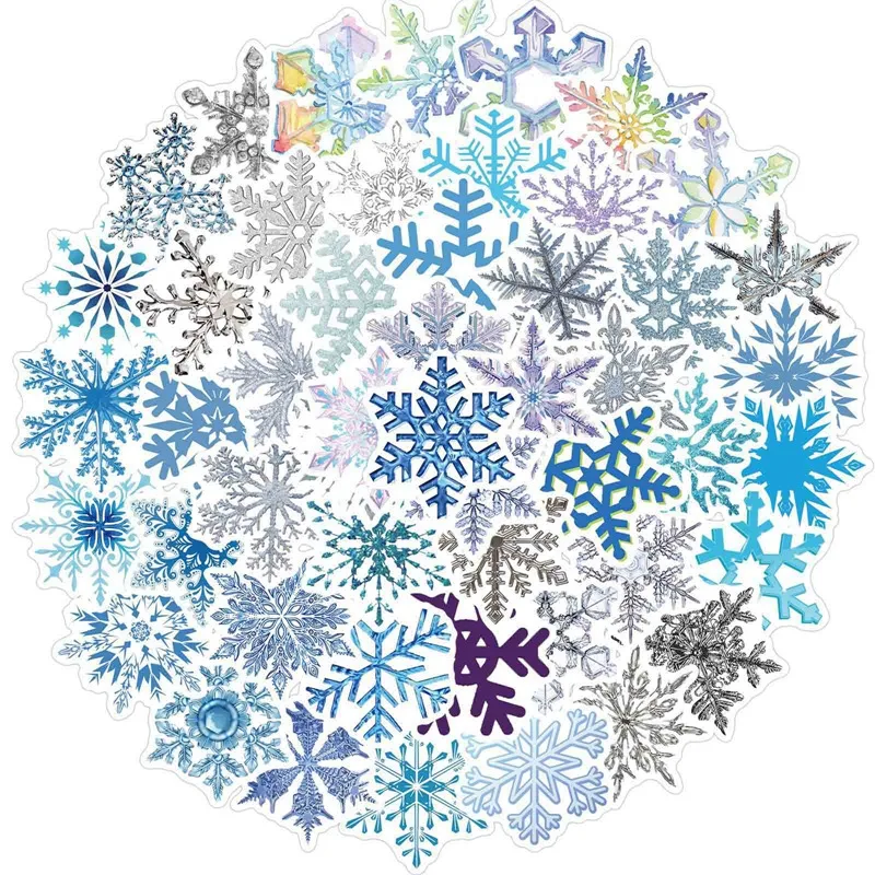 

50x Christmas Snowflake Stickers Christmas Decoration Glass Snowflake Pattern Stickers Christmas Decoration Decals 3~6cm Range