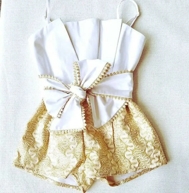 Новинка 2019 сексуальный детский летний комбинезон на бретельках с бантом