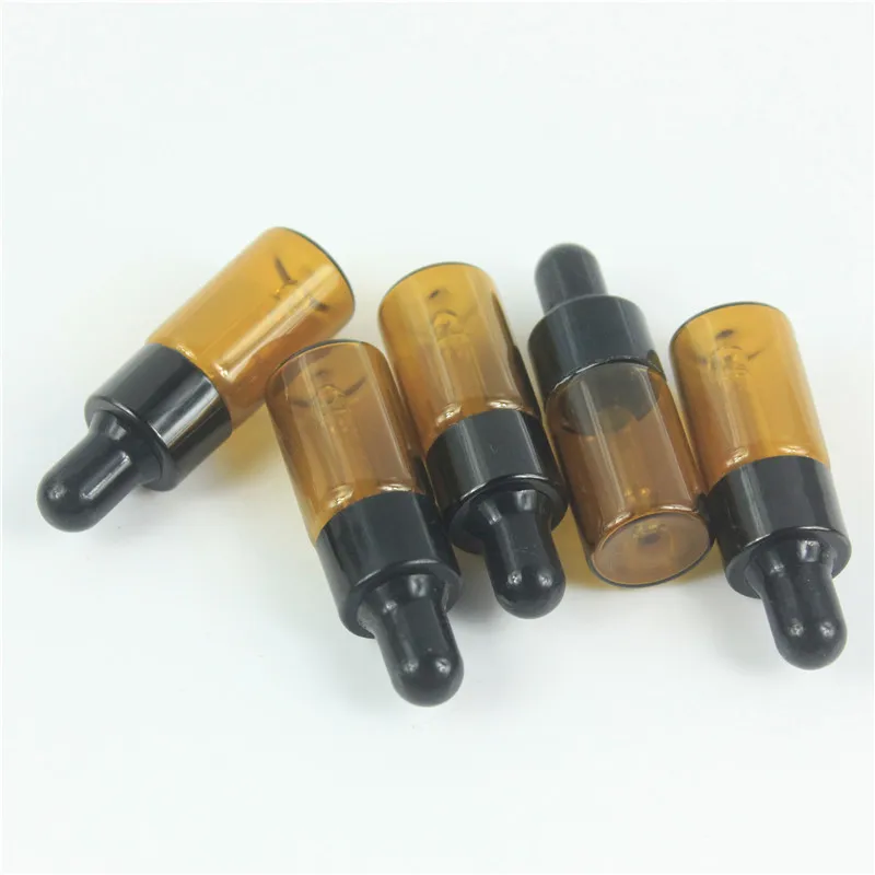 

30pcs/lot 3ml Amber Empty Glass Bottles Aromatherapy Essential Oil Refillable Bottles Dropper Bottle With Black Cap