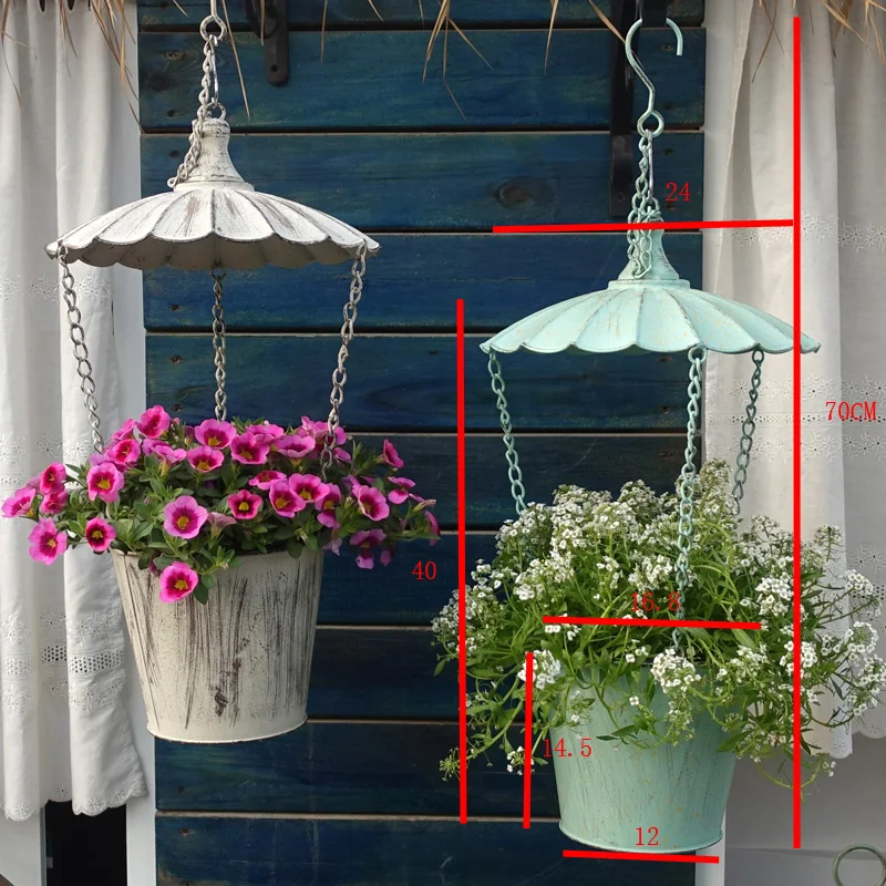 

parachute design vintage shabby chic metal hang flower pot